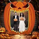 Halloween Pumpkin Party Decorations Scary Pumpkin Door Banner Creepy Photo Booth Props Large Horror Photography Backdrop for Kids Boys Girls Trick or Treat Games Halloween Birthday Party Favors Supply