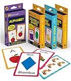 Carson Dellosa Toddler Flash Cards 4 Pack, Alphabet Flash Cards, Sight Word Flash Cards, Colors & Shapes Flash Cards, Number Flash Cards, Math & Phonics Kindergarten - Preschool Learning Activities 4+