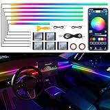 Dreamcolor Acrylic Interior Car LED Strip Light with Wireless APP, RGB 6 in 1 with 175 inches 593 LEDs Fiber Optic Strip Lights for Car, Dynamic Chasing Music Sync Neon Car Ambient Lighting Kits
