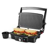 Panini Maker, iSiLER 2 Slice Panini Press Grill, Sandwich Maker Non-Stick Coated Plates, Opens 180 Degrees for Panini