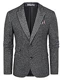 Men's Houndstooth Blazer 2 Button Wool Blend Sport Coat Jacket Black Houndstooth XL