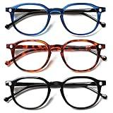 3 Pack Reading Glasses Spring Hinge Stylish Readers Black/Tortoise for Men and Women (3 Pack Mix, 2.50)