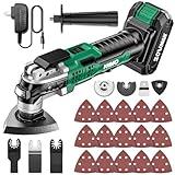 KIMO 20V Cordless Oscillating Tool Kit with 26-Pcs Accessories, Max 21000 OPM, 6 Variable Speed & 3° Oscillating Angle, Battery Powered Oscillating Multitool for Cutting Wood/Nail/Scraping/Sanding