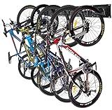 HORUSDY Bike Storage Rack, 6 Bike Racks and 6 Helmets Hooks, Wall Mounted Bike Storage Rack, Max capacity 600lbs