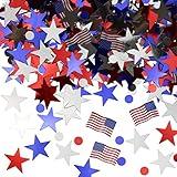 Iconikal 3,000-Count 9 Ounces July 4th Bulk Party Foil Confetti, Patriotic Stars USA American Flags
