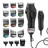 Wahl USA Pro Series Platinum Corded Clipper & Corded Trimmer for Home Haircutting with Color Coded Guide Combs – Model 79804-100