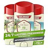 Old Spice Men's Antiperspirant & Deodorant, 24/7 Lasting Freshness, Advanced Sweat & Odor Protection with Skin Conditioners, Invisible Solid, Fiji with Palm Tree Scent, 3.4 oz (Pack of 3)