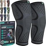 Modvel Compression Knee Brace for Women & Men - 2 Pack Knee Brace for Women Running Knee Pain, Knee Support Compression Sleeve, Workout Sports Knee Braces for Meniscus Tear ACL & Arthritis Pain Relief