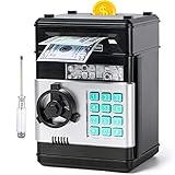 Piggy Bank, Vcertcpl ATM Coin Money Saving Box with Password, Kids Safe Money Jar with Auto Grab Bill Slot, Birthday Gifts Toys Bank for 6 7 8 9 10 11 12 Year Old Girls Boys