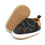 RVROVIC Baby Boys Girls Anti-Slip Sneakers Soft Ankle Boots Toddler First Walkers Newborn Crib Shoes(0-6 Months,5-Black)