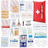 First Aid Kit for Home Car Travel 107 Piece Emergency Kits for Hiking Camping Small Trauma Kit for Boat Vehicle Lightweight Compact Pocket Aid Kit for Sports Outdoor Survival
