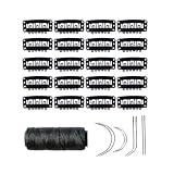 20 Pieces 32mm Hairpieces Snap Clips U Shape Wig Clips for Hair Extensions Making Wig Accessories Set Tools (Black)