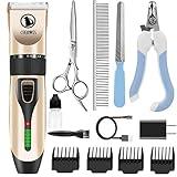 Power Display Dog Clippers Cordless Dog Grooming Kit Professional Horse Clippers Detachable Blade with 4 Comb Guides, Low Noise Pet Clippers Rechargeable Pet Grooming Tools for Dogs Cats Pets