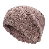 ZLYC Crochet Slouchy Beanie for Women Soft Lightweight Skull Cap Cutout Stretch Knit Hat (Solid Purple)