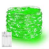 Dazzle Bright Fairy Lights Battery Operated, 20 FT 60 LED Silver Wire St. Patrick's Day Waterproof Battery Operated String Lights, Christmas Decorations for Indoor Outdoor Bedroom Yard Decor, Green