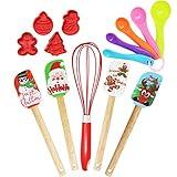 JOYIN 14 Packs Christmas Kitchenware Set, Spatula, Cookie Cutter, Egg Beater, Tea Spoons Set for Christmas Party and Baking Gift