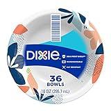 Dixie Small Paper Bowls, 10 Oz, 36 Count, Microwave-Safe, Soak-Proof, Disposable Bowls Great For Snacks, Dessert, And Light Lunch Meals