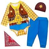 Pezhiqun Baby Boys Halloween Party Cowboy Cosplay Clothes Toy Story Pixar Woody Classic Costume Set Boy Western Cowboy Sheriff Woody Deluxe Outfit Newborn to Infant,0-3Months