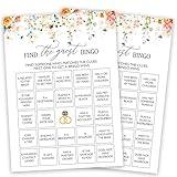 Bridal Shower Bingo Games, Find The Guest Bingo, Spring Floral Bridal Shower Party Game Cards For Wedding Engagement Bachelorette, Fall Bridal Shower Decor Favors Supplies, 25 Game Cards Included -09