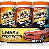 Armor All Protectant, Glass and Cleaning Wipes, Wipes for Car Interior and Car Exterior, 30 Count Each (Pack of 3)
