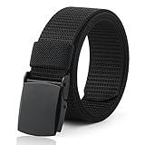 AWAYTR Nylon Boys Baseball Belt - Kids Golf Belt with Metal Buckle for Softball Pants School Uniform Jeans (Black Buckle-Black