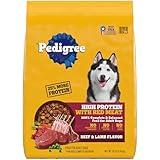 Pedigree High Protein Adult Dry Dog Food Beef and Lamb Flavor Dog Kibble, 18 lb. Bag