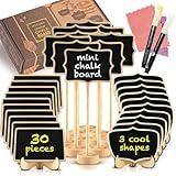 Mini Chalkboard Signs for Food 30 Pack, Small Food Name Cards or Tags for Buffet with Wooden Stand for Parties, Brunch Decor, Mimosa Bar Supplies and Appetizer Labels with Chalkboard Labels and 2 Pens