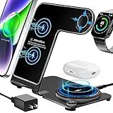 Wireless Charger 3 in 1,Aluminum Alloy Wireless Charging Stand 18W Fast Charging for iPhone 15/14/13/12/11/Pro/Max/XS/XR/X/8, iWatch9/8/7/6/5/4/3/2/SE, Airpods Pro/3/2
