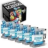 ColorPrint Compatible LC203 Ink Cartridge Replacement for Brother LC203XL Ink LC203C for MFC-J4420DW MFC-J4620DW MFC-J5520DW MFC-J5620DW MFC-J5720DW MFC-J480DW MFC-J880D (5-Pack,LC203 Cyan)