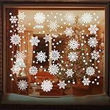 AHEONLAR 142PCS Christmas Window Static Cling Sticker, Snowflake Stickers Christmas Decorations, Waterproof Double-Sided Printed Xmas Window Clings Decals, Winter Stickers for Windows/Mirror/Fridge