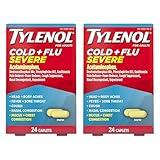 Tylenol Cold + Flu Severe Medicine Caplets for Cold & Flu Symptom Relief, Fever Reducer, Pain Reliever, Cough Suppressant, Nasal Decongestant & Expectorant with Acetaminophen, 2 pks of 24 ct ea, 48 ct