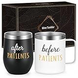 Gtmileo Before Patients After Patients Set, Nurse Gifts for Men, 12oz Stainless Steel Insulated Coffee Mug Tumbler Gifts Set for Nurse Doctor Therapist Dental Physician Hygienist Medical RN