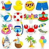 48Pcs Summer Beach Cupcake Toppers Hello Summer Party Decorations Pool Party Hello Summer Birthday Cupcake Picks Summer Party Cake Topper for Hawaiian Themed Baby Shower Supplies