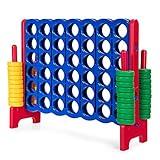 ARLIME Giant 4 in a Row Connect Game, 47'' Jumbo 4-to-Score Toy Set W/Quick-Release Lever, Build-in Ring, Jumbo Sized for Kids & Adults, Oversized Floor Activity for Indoor & Outdoor Play