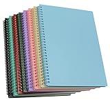 Yansanido Spiral Notebook, 8 Pcs 10.5 Inch x 7.45 Inch B5 Thick Plastic Hardcover 7mm College Ruled 8 Color 80 Sheets -160 Pages Journals for Study, Work, Travel and Notes (B5, 8 Pcs 8 Color)