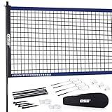 GSE Games & Sports Expert Recreational Badminton Complete Set, 4 Players Outdoor Sports Game Set with Portable Badminton Net, 4 Badminton Rackets, 3 Shuttlecocks & Carrying Bag