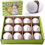 Disents 12 Pack Standard Size Adult Baseballs - 9 inch Unmarked & Leather Covered Training Ball Practice Baseball for League Play, Pitching, Hitting, Batting, Fielding, Autograph