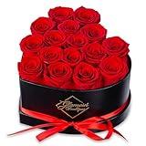 GLAMOUR BOUTIQUE 16 Flower Forever Heart Shape Box - Preserved Roses Gift for Her, Preserved Flowers, Red