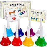 MINIARTIS Hand Bells for Kids | Educational Music Toys for Toddlers 8 Notes Colorful Handbells Set | Kids Musical Instrument with 15 Songbook, Theory Flashcards | Great Birthday Gift for Children