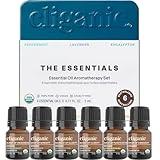 Cliganic Organic Aromatherapy Essential Oils Set (Top 6 - The Essentials), 100% Pure Natural - Peppermint, Lavender, Eucalyptus, Tea Tree, Lemongrass & Orange (Packaging May Vary)