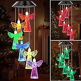 WENANA Solar Angel Wind Chimes Color Changing Lights, Best Gifts for Mom Grandma Women Wife Aunt Daughter Sister, Outdoor Unique Mobile Wind Chime Light, Garden Yard Decor