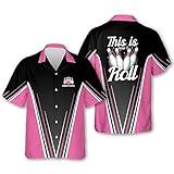 LASFOUR Personalized Queen Pins Pink Bowling Shirts for Women, Custom Quick-Dry Bowling Shirts Short Sleeve Polo for Girls (T12)