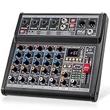 Pyle Professional Bluetooth DJ Audio Mixer - 6-Channel DJ Controller Sound Mixer w/DSP 16 Preset Effects, USB Interface, 4 XLR Mic/Line Input, AUX, FX Processor MP3 Player, Headphone Jack - PMX466