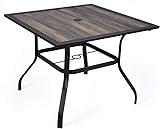 Kozyard Coolmen Outdoor Patio Dining Furniture Table (37"x37" Table), Outdoor Dining Set for 4, Outdoor Patio Table with Umbrella Hole, Square Patio Table, Perfect for Backyard & Patio Dining (Brown)