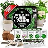 Home Grown Indoor Herb Garden Starter Kit - Christmas Gift for Gardeners - Complete 5 Herb Plant Grow Kit - Unique Gift for Mom, Women, Her, Men