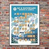 50 Best Ski & Snowboard Resorts Scratch Off Poster - Ski Poster - Ski Decor - Ski Print - A Great Gift for Skiers and Snowboarders!