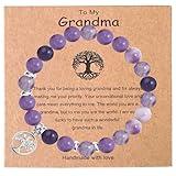 Sepfavo Tree of Life Natural Gemstone Inspirational Bracelet for Women, Grandma Bracelet, Great Gift Ideas for Grandmother, Nana, Mother in Law, Mom, Elderly Women