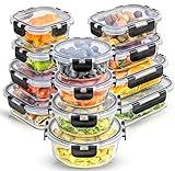 JoyJolt JoyFul 24pc(12 Airtight, Freezer Safe Food Storage Containers and 12 Lids), Pantry Kitchen Storage Containers, Glass Meal Prep Container for Lunch, Glass Storage Containers with Lids