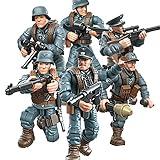 MEIEST 6 PCS Mini WWII Soldier Military Action Figures, Army Model Building Block Toys with Multiple Military Weapons Accessories,Party Favors Set for Kids (German Army)