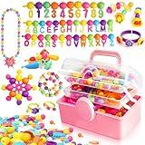 FUNZBO 850pcs Pop Beads - Jewelry Making Kit for 3 4 5 6 7 8 Year Old Little Girls, Arts and Crafts Toys for Kids, Necklace Bracelet Ring Hairband Creativity Snap Set Holidays Birthday Gifts